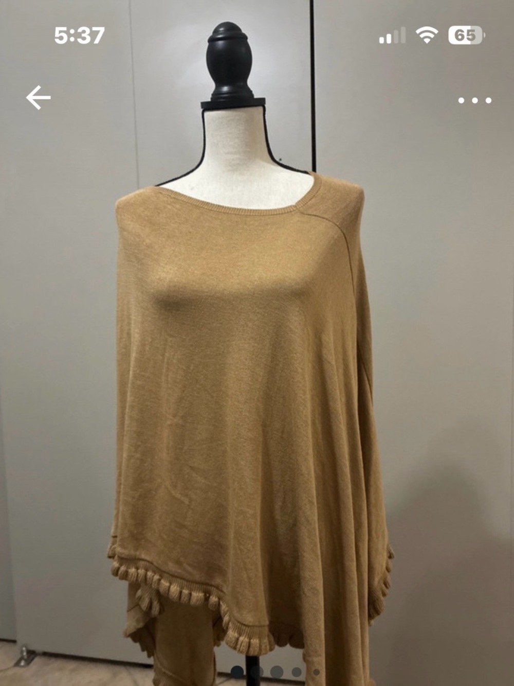 Elementz Camel Ruffle-Trim Knit Poncho